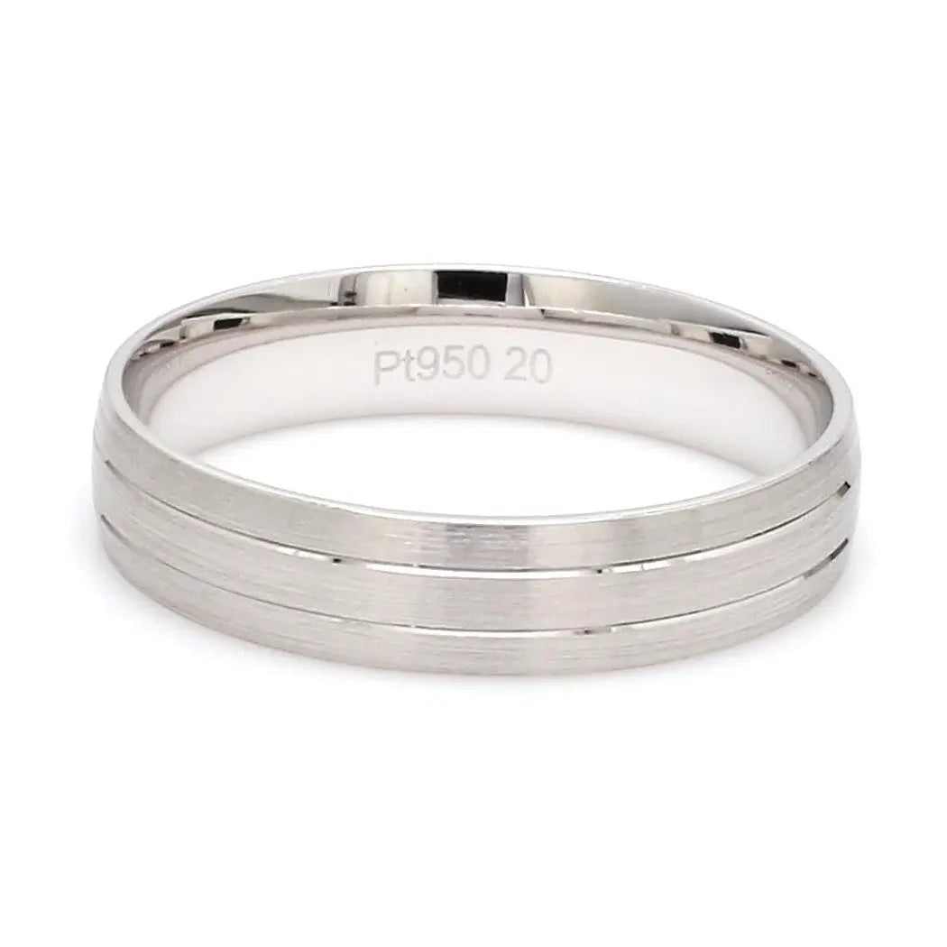 Japanese Platinum Love Bands with 2 Sleek Grooves JL PT 535  Men-s-Ring-only Jewelove.US