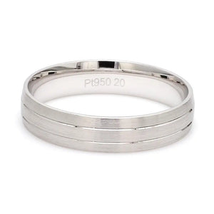 Japanese Platinum Love Bands with 2 Sleek Grooves JL PT 535  Men-s-Ring-only Jewelove.US