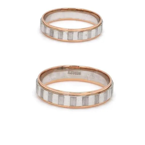 Japanese Platinum & Rose Gold Couple Rings with Square Blocks JL PT 602   Jewelove.US