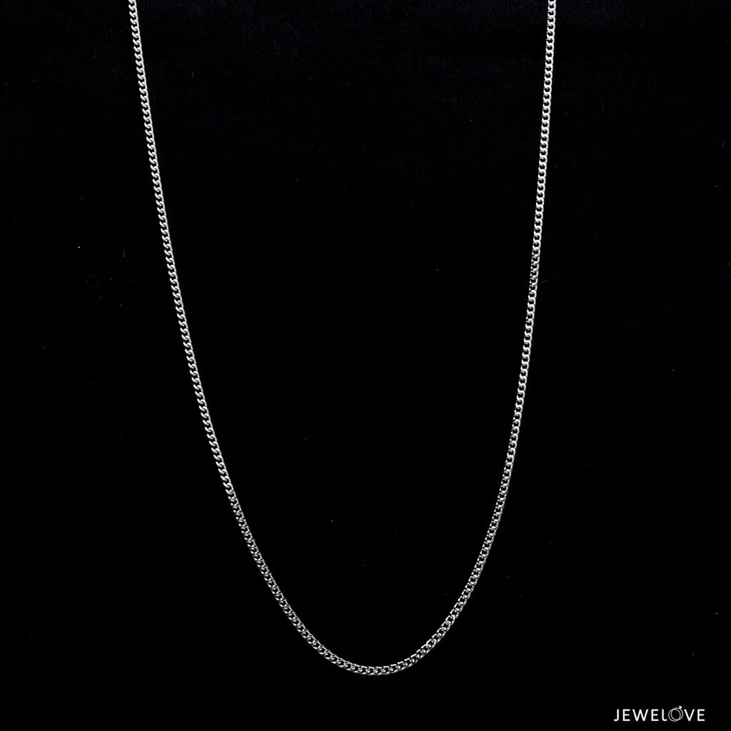 Japanese Simple Platinum Curb Chain 1.3mm SJ PTO 703   Jewelove