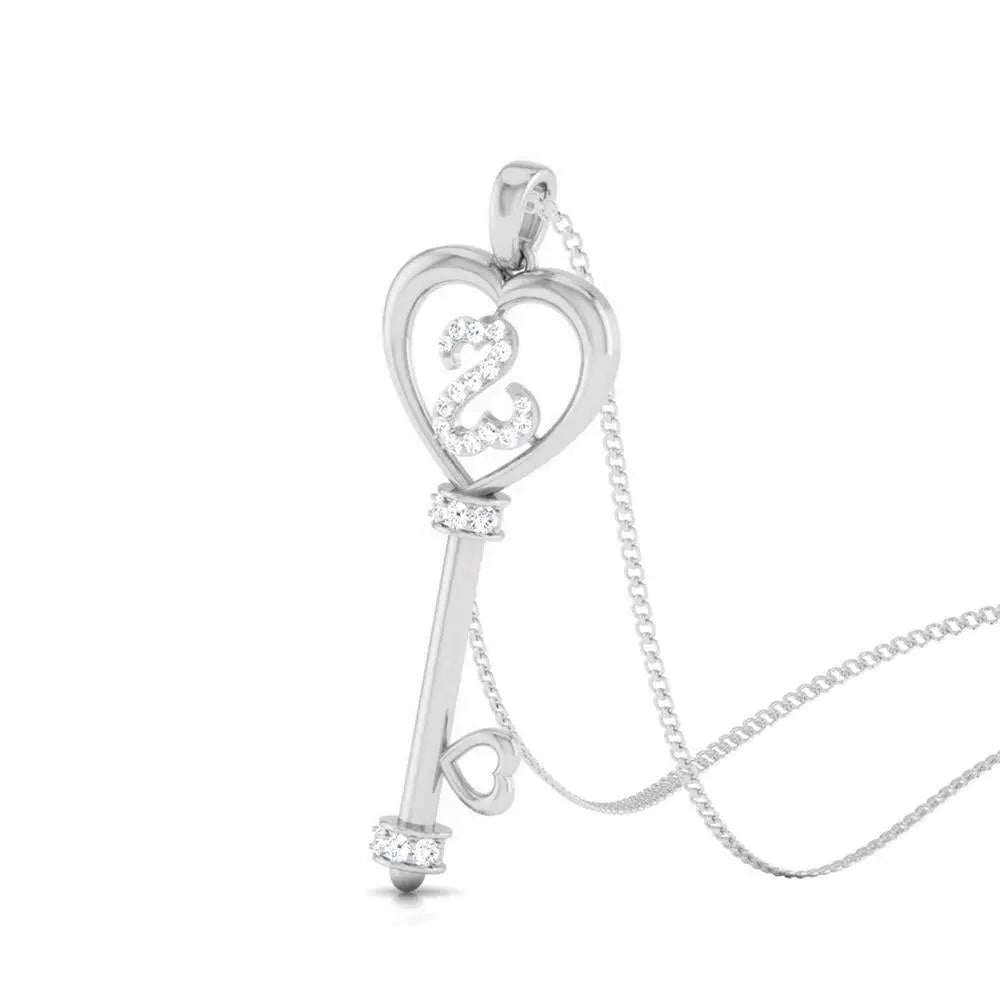Key to Your Heart Platinum Pendant with Diamonds JL PT P 8198   Jewelove.US