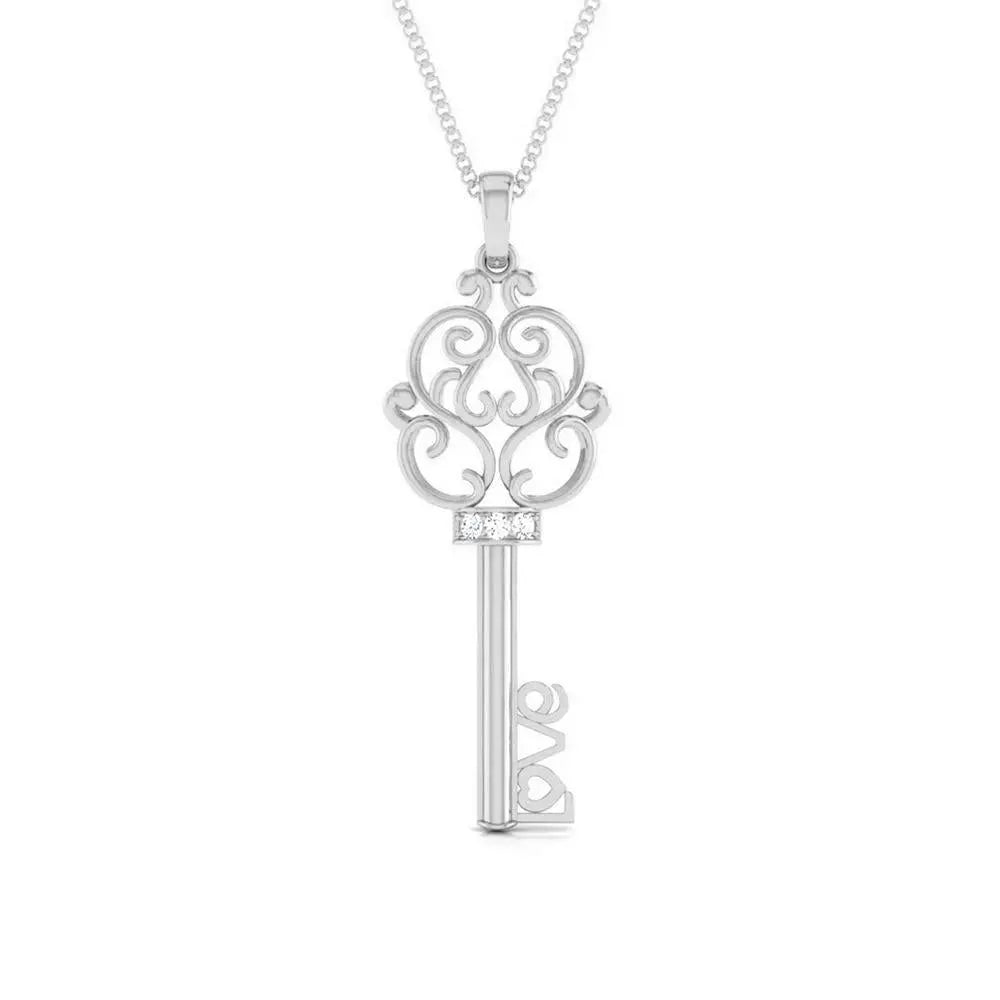 Key to your Love Platinum Pendant with Diamonds JL PT P 8191   Jewelove.US