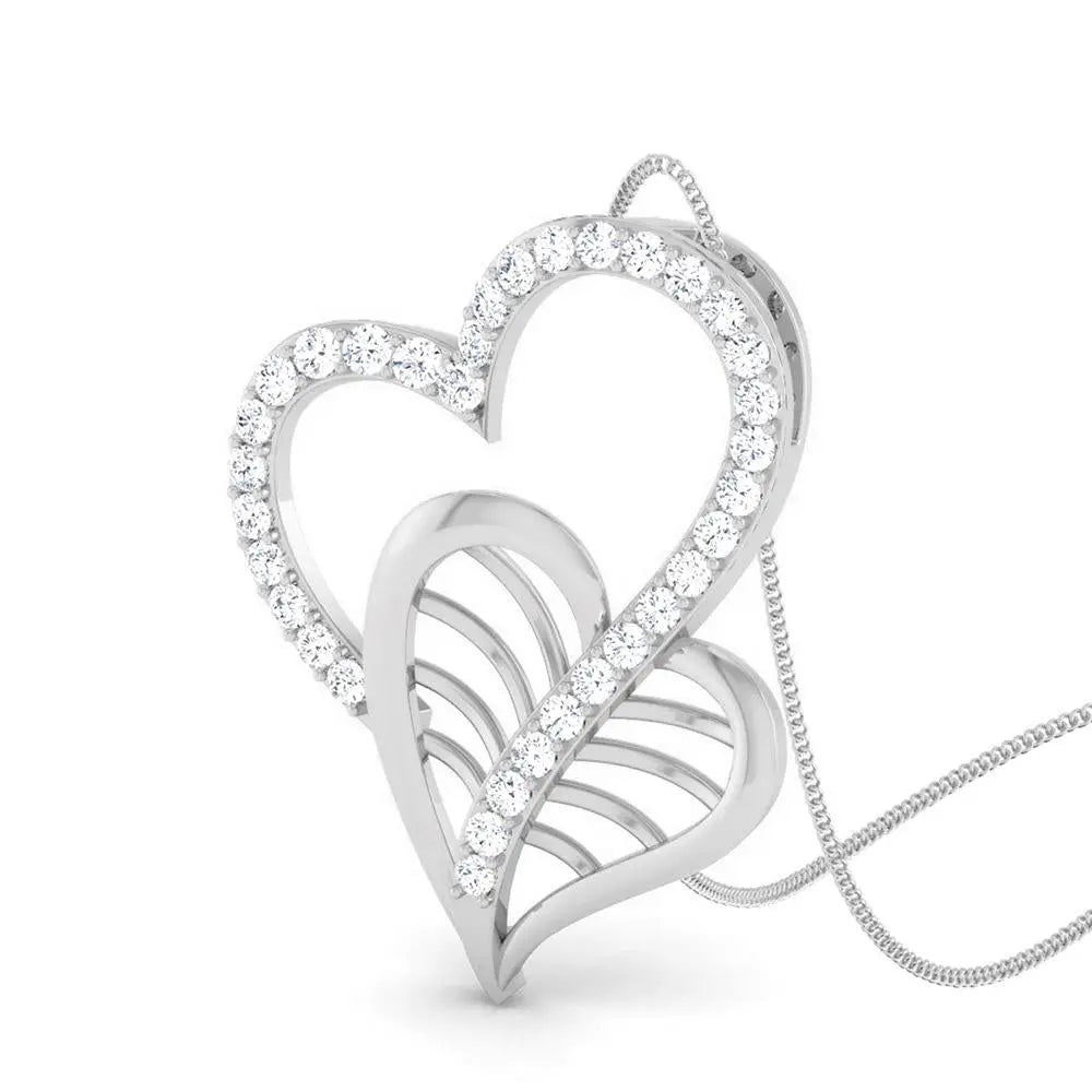 Leaf & Heart Platinum Pendant with Diamonds JL PT P 8092   Jewelove.US