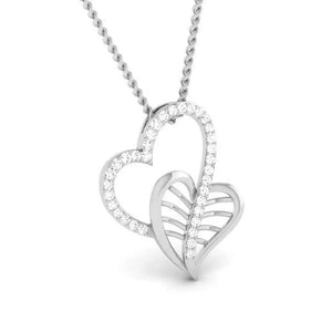 Leaf & Heart Platinum Pendant with Diamonds JL PT P 8092   Jewelove.US