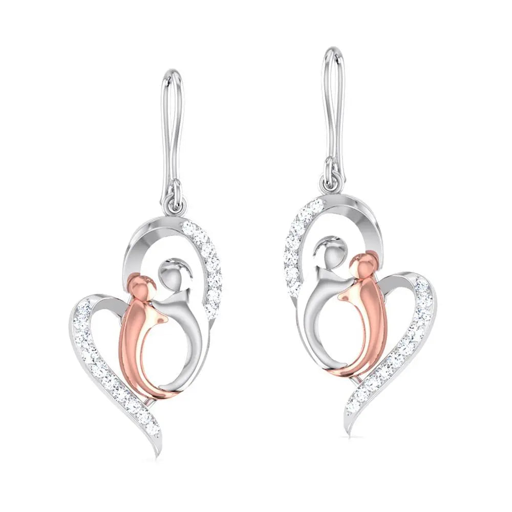 Lovers Kiss Platinum & Rose Gold Earrings with Diamonds  JL PT E 8100   Jewelove.US