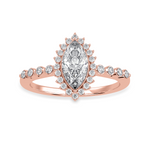 Load image into Gallery viewer, 30-Pointer Marquise Cut Solitaire Halo Diamond Shank 18K Rose Gold Ring JL AU 1254R
