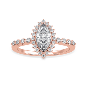 30-Pointer Marquise Cut Solitaire Halo Diamond Shank 18K Rose Gold Ring JL AU 1254R