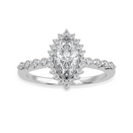 Load image into Gallery viewer, 30-Pointer Marquise Cut Solitaire Halo Diamond Shank Platinum Ring JL PT 1254
