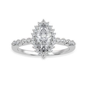 50-Pointer Marquise Cut Solitaire Halo Diamond Shank Platinum Ring JL PT 1254-A   Jewelove.US
