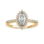 Load image into Gallery viewer, 70-Pointer Marquise Cut Solitaire Halo Diamond Shank 18K Yellow Gold Ring JL AU 1254Y-B   Jewelove.US
