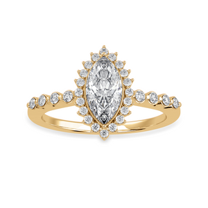 70-Pointer Marquise Cut Solitaire Halo Diamond Shank 18K Yellow Gold Ring JL AU 1254Y-B   Jewelove.US