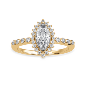 50-Pointer Marquise Cut Solitaire Halo Diamond Shank 18K Yellow Gold Ring JL AU 1254Y-A   Jewelove.US