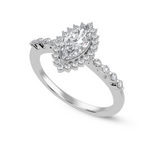 Load image into Gallery viewer, 70-Pointer Marquise Cut Solitaire Halo Diamond Shank Platinum Ring JL PT 1254-B   Jewelove.US
