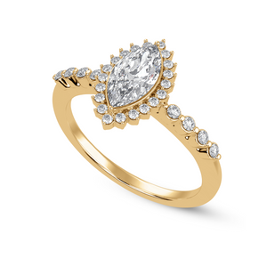 70-Pointer Marquise Cut Solitaire Halo Diamond Shank 18K Yellow Gold Ring JL AU 1254Y-B   Jewelove.US