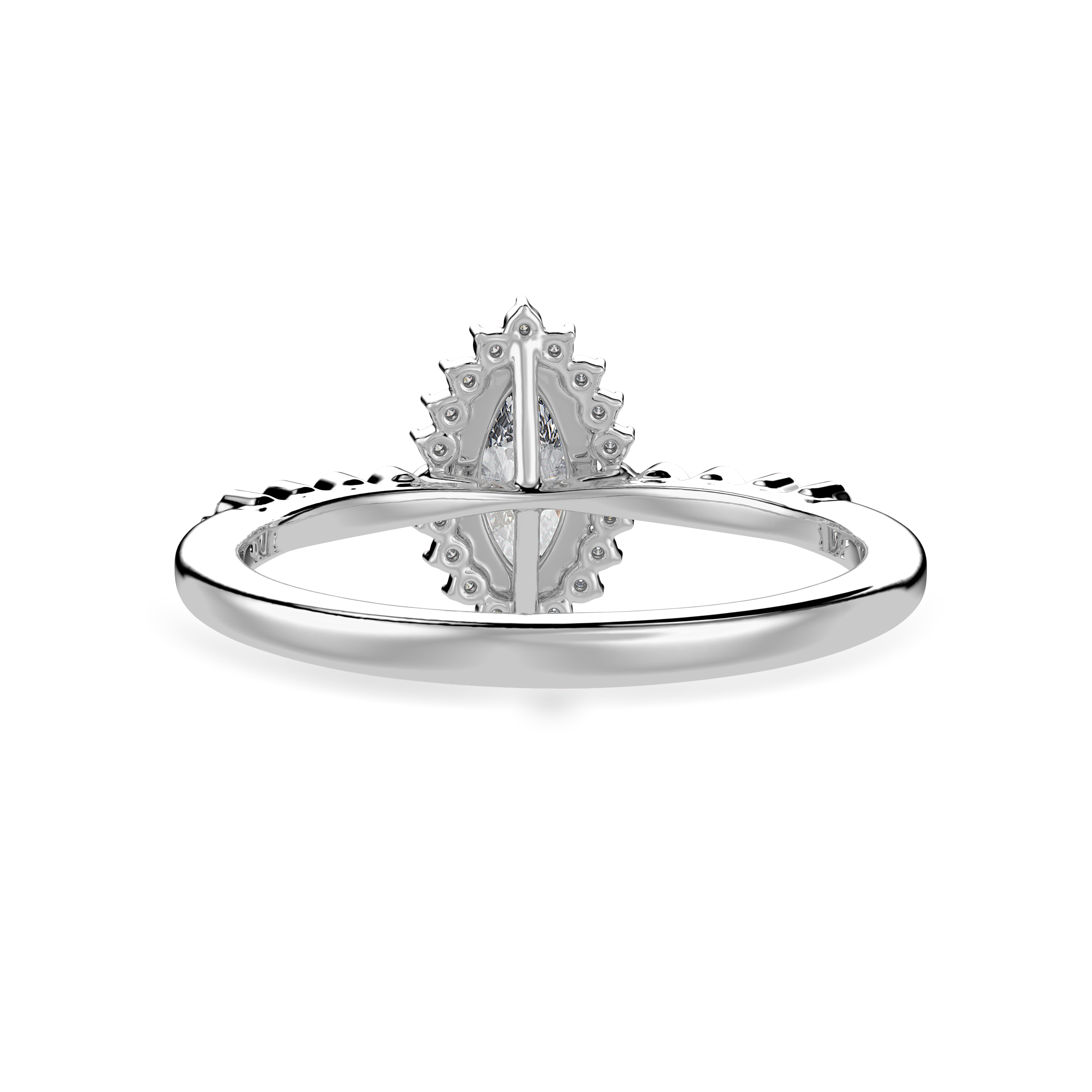 70-Pointer Marquise Cut Solitaire Halo Diamond Shank Platinum Ring JL PT 1254-B