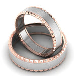 Load image into Gallery viewer, Matte Finish Platinum Love Bands with Designer Cut Rose Gold Borders JL PT 654   Jewelove.US

