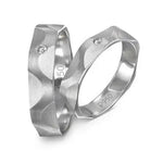 Load image into Gallery viewer, Matte Finish Platinum Love Bands with Modern Texture And Single Diamond JL PT 419  Both Jewelove
