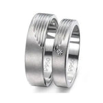 Load image into Gallery viewer, Matte Finish Platinum Love Bands with Parallel Lines JL PT 421  Both-SI-IJ Jewelove
