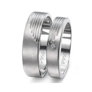 Matte Finish Platinum Love Bands with Parallel Lines JL PT 421  Both-SI-IJ Jewelove