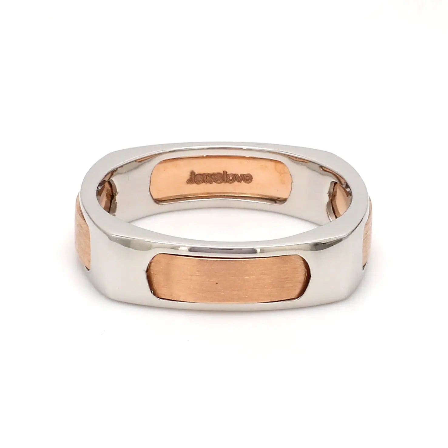 Men of Platinum | Square Profile Rose Gold Platinum Ring JL PT 688-RG   Jewelove.US