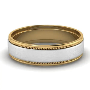 Milgrain Edge Platinum & Yellow Gold Couple Rings JL PT 636  Men-s-Ring-only Jewelove.US