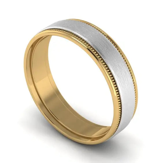 Milgrain Edge Platinum & Yellow Gold Couple Rings JL PT 636  Women-s-Ring-only Jewelove.US