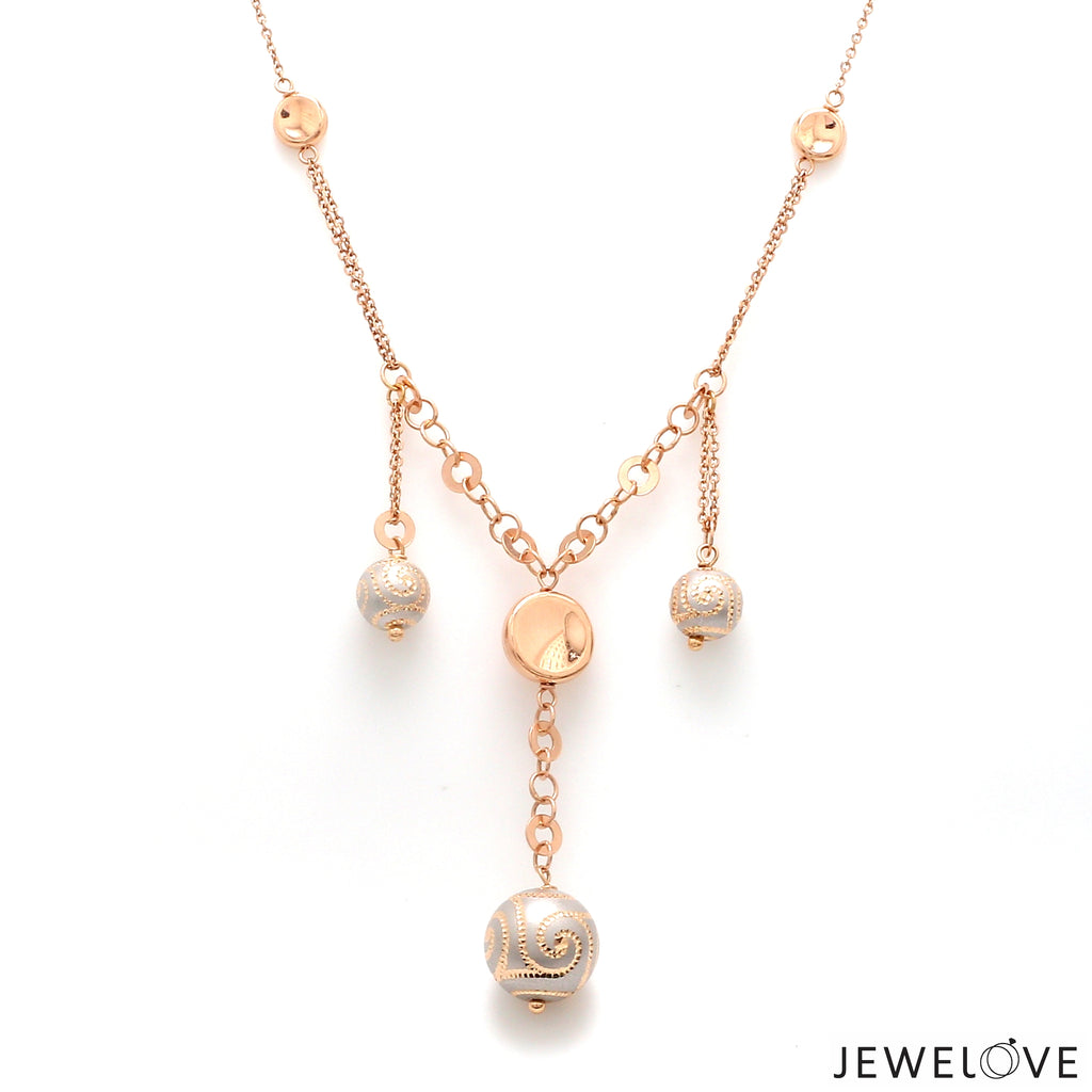 Designer 18K Rose Gold Diamond Cut Balls Necklace Set JL AU NE 09   Jewelove.US