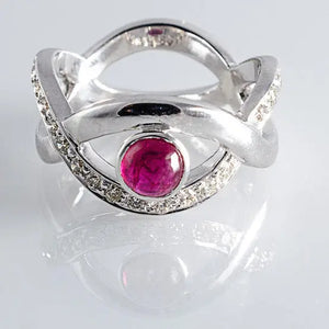 Natural No Heat Ruby set in Designer White Gold Ring with Diamonds   Jewelove