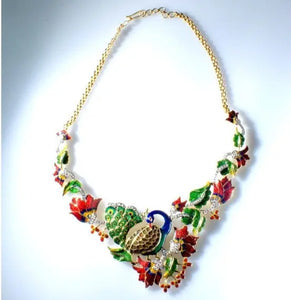 Nature Inspired Peacock Fusion Diamond Necklace Set   Jewelove