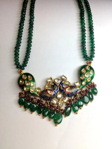 Nature inspired peacock tanmaniya pendant set by Suranas Jewelove   Jewelove