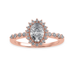 Load image into Gallery viewer, 70-Pointer Oval Cut Solitaire Halo Diamond Shank 18K Rose Gold Ring JL AU 1252R-B
