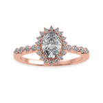 Load image into Gallery viewer, 70-Pointer Oval Cut Solitaire Halo Diamond Shank 18K Rose Gold Ring JL AU 1252R-B   Jewelove.US
