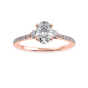 70-Pointer Oval Cut Solitaire Diamond Accents Shank 18K Rose Gold Ring JL AU 1244R-B   Jewelove.US