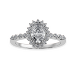 Load image into Gallery viewer, 50-Pointer Oval Cut Solitaire Halo Diamond Shank Platinum Ring JL PT 1252-A   Jewelove.US
