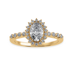 Load image into Gallery viewer, 0.30cts. Oval Cut Solitaire Halo Diamond Shank 18K Yellow Gold Ring JL AU 1252Y
