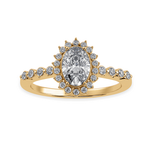 0.30cts. Oval Cut Solitaire Halo Diamond Shank 18K Yellow Gold Ring JL AU 1252Y