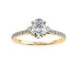 Load image into Gallery viewer, 70-Pointer Oval Cut Solitaire Diamond Accents Shank 18K Yellow Gold Ring JL AU 1244Y-B   Jewelove.US
