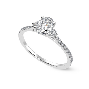 30-Pointer Oval Cut Solitaire Diamond Accents Shank Platinum Ring JL PT 1244   Jewelove.US