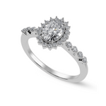 Load image into Gallery viewer, 30-Pointer Oval Cut Solitaire Halo Diamond Shank Platinum Ring JL PT 1252   Jewelove.US
