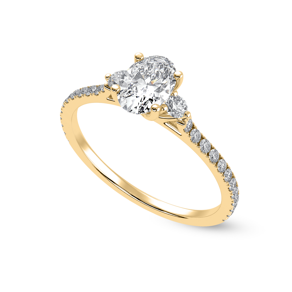 50-Pointer Oval Cut Solitaire Diamond Accents Shank 18K Yellow Gold Ring JL AU 1244Y-A   Jewelove.US