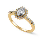 Load image into Gallery viewer, 70cts. Oval Cut Solitaire Halo Diamond Shank 18K Yellow Gold Ring JL AU 1252Y-B
