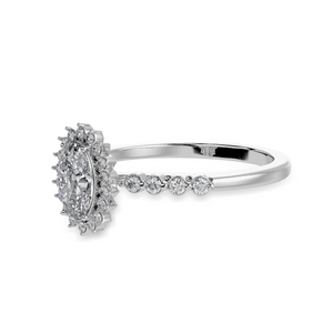 50-Pointer Oval Cut Solitaire Halo Diamond Shank Platinum Ring JL PT 1252-A   Jewelove.US