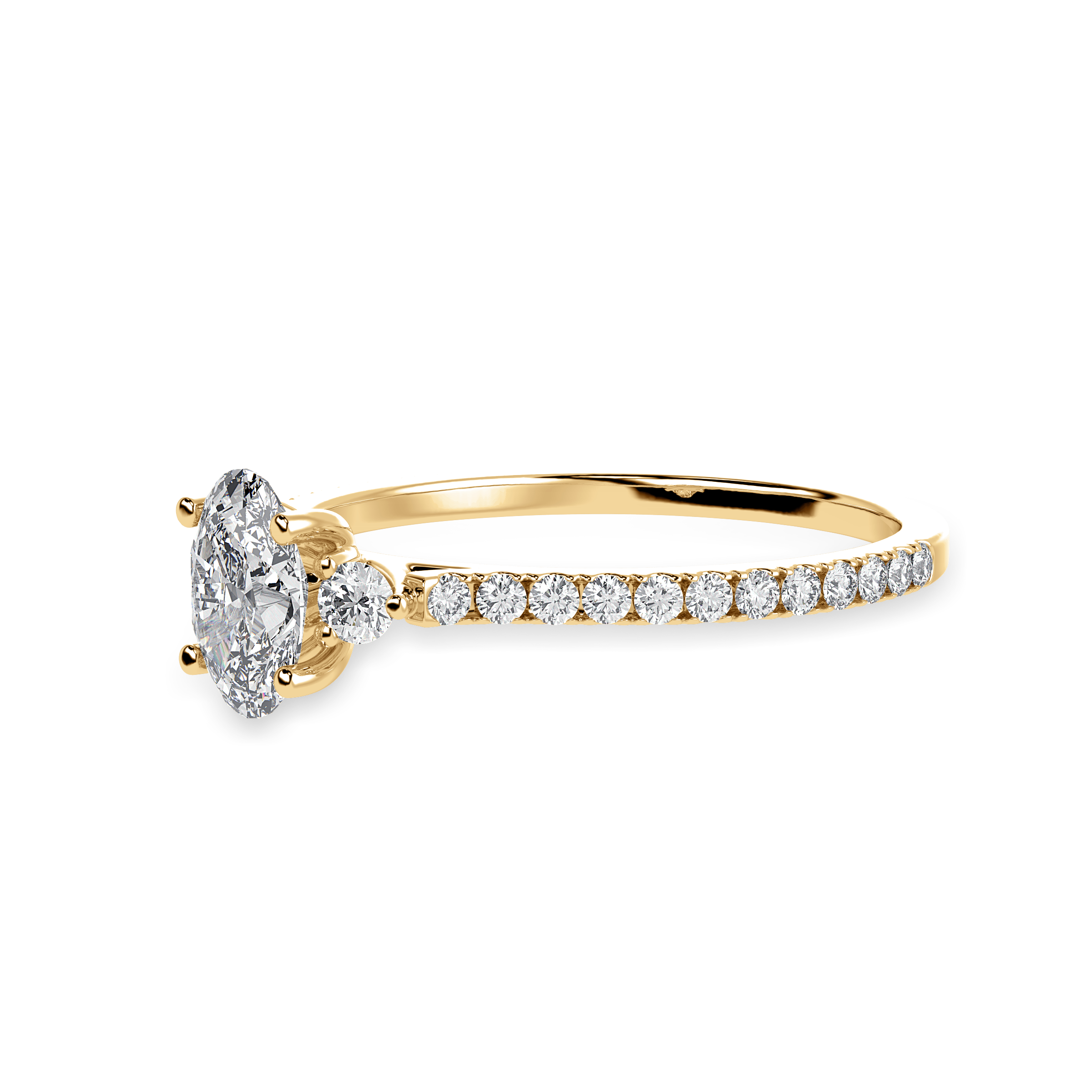70-Pointer Oval Cut Solitaire Diamond Accents Shank 18K Yellow Gold Ring JL AU 1244Y-B   Jewelove.US