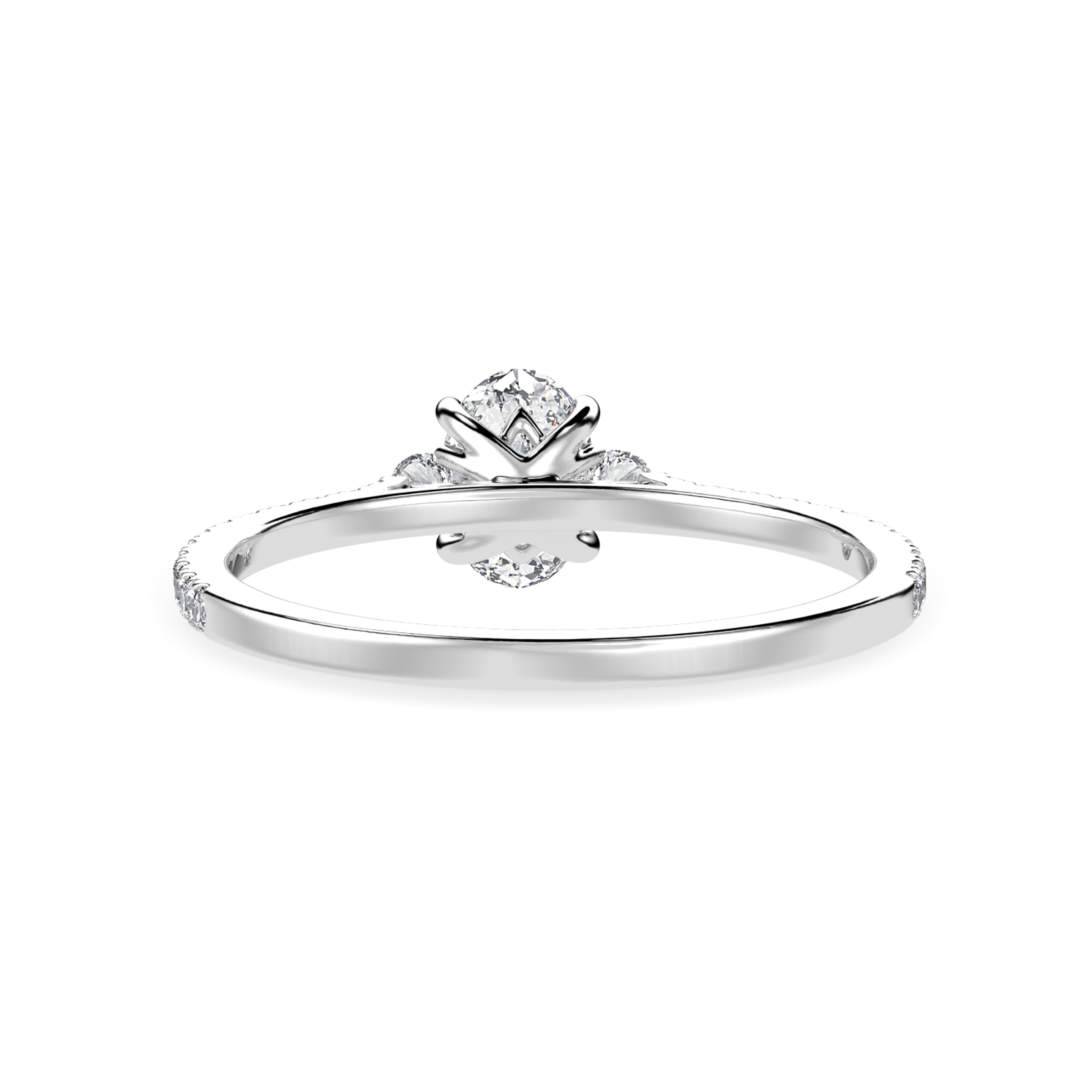 30-Pointer Oval Cut Solitaire Diamond Accents Shank Platinum Ring JL PT 1244   Jewelove.US