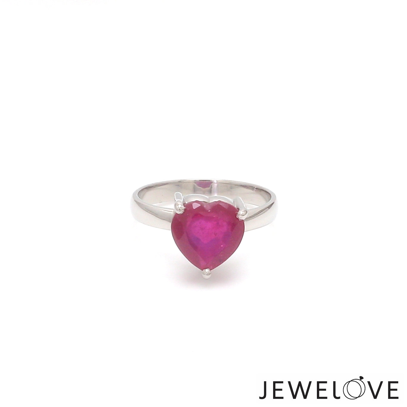 Platinum Ruby Heart Ring for Women JL PT 1267