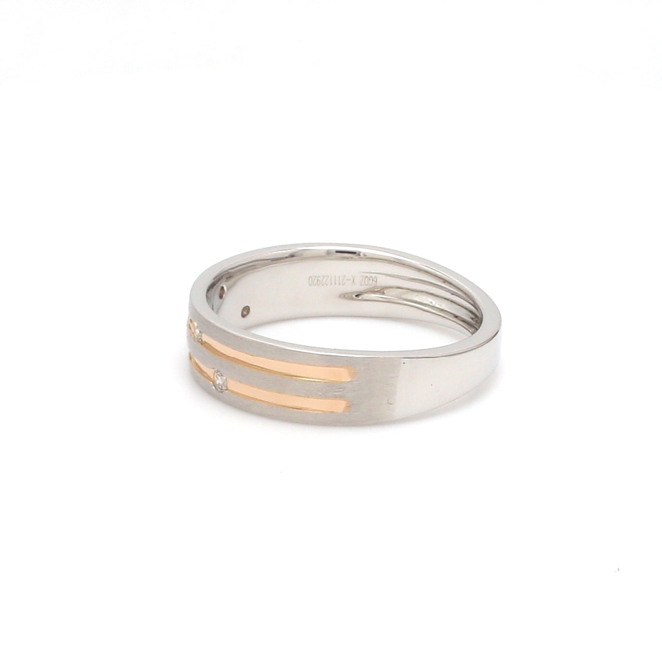 Designer Platinum Rose Gold Ring with Grooves & Diamonds for Women JL PT 570-A   Jewelove.US