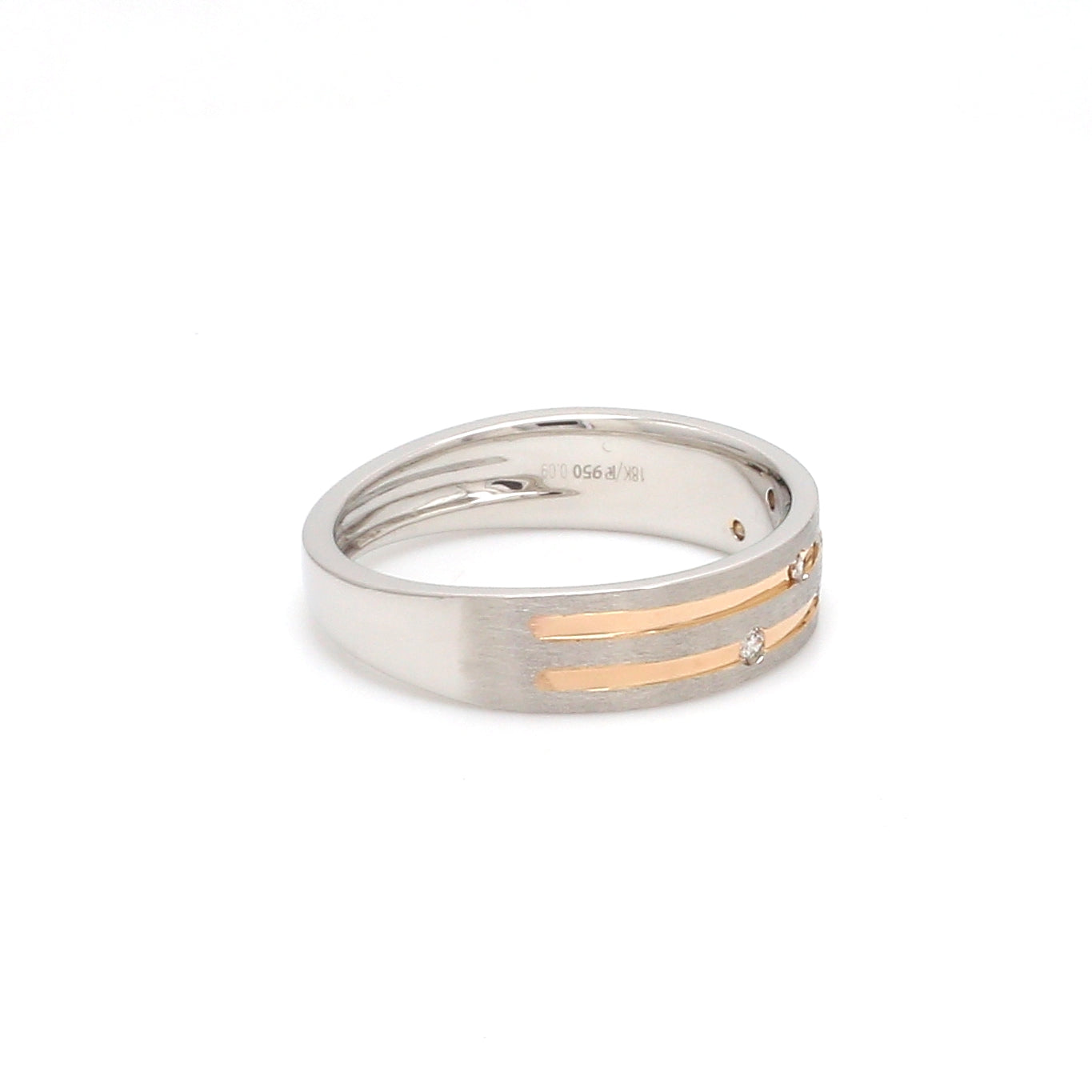 Designer Platinum Rose Gold Ring with Grooves & Diamonds for Women JL PT 570-A   Jewelove.US