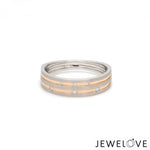 Load image into Gallery viewer, Designer Platinum Rose Gold Ring with Grooves &amp; Diamonds for Women JL PT 570-A
