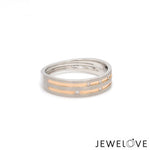 Load image into Gallery viewer, Designer Platinum Rose Gold Ring with Grooves &amp; Diamonds for Women JL PT 570-A
