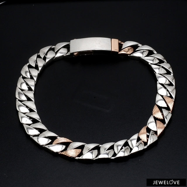 Designer Platinum & Rose Gold Bracelet for Men JL PTB 752